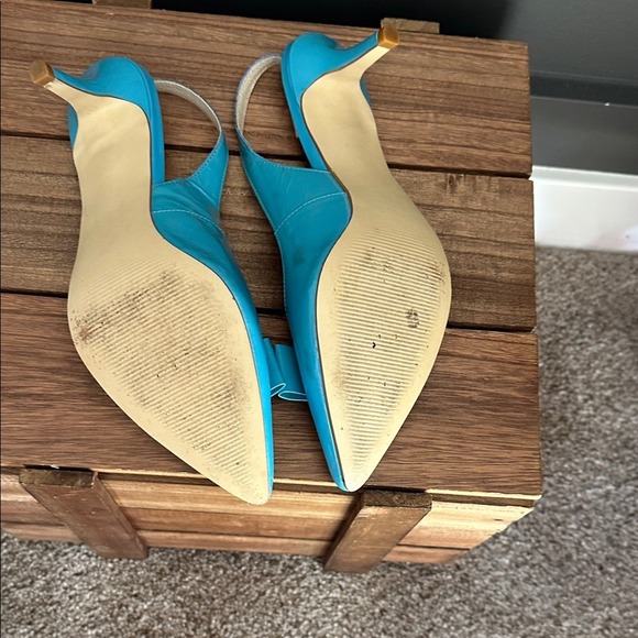 Lilly Pulitzer Turquoise Patent Leather Slingback Heels size 8.5 - Picture 4 of 13